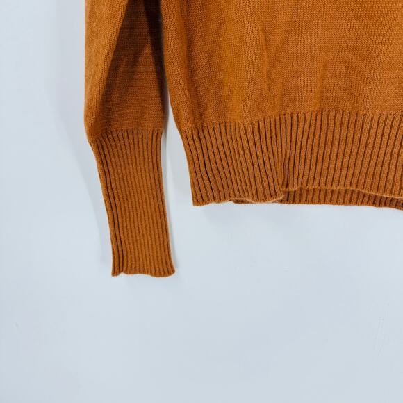 Jil Sander Turtleneck Sweater Rust Brown Ribbed Knit Long Sleeve Pullover - Picture 5 of 7